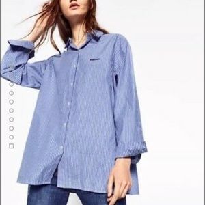 Zara “Whatever” Oversize Embroidered Striped Shirt